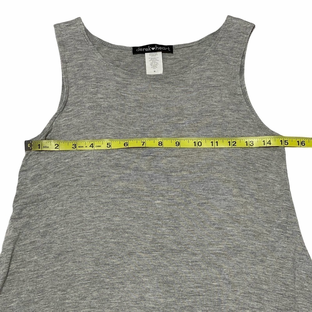 DEREK Heart Solid Gray Mini A-Line Sleeveless Round Neck Tank Mini Dress - Picture 7 of 11